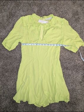 Women's NWT Olivaceous Neon Lime Ruffle-Trim Romper Size Medium